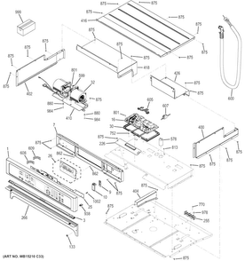 Control Panel Diagram and Parts List for PT9050SF2SS  General Electric Wall Oven