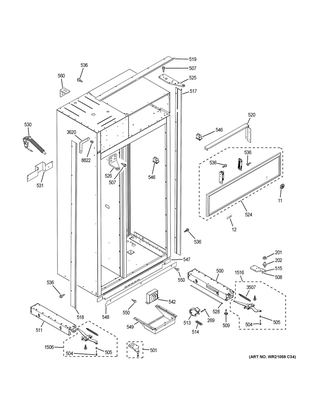Case Parts Diagram and Parts List for CSB48WSKCSS  General Electric Refrigerator