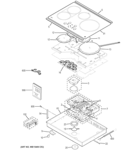 Part Location Diagram of WB62X38587 GE MAINTOP GLASS ASM 30