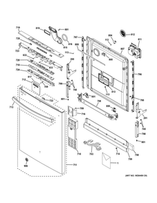 Escutcheon & Door Assembly Diagram and Parts List for GDT550HSD6SS  General Electric Dishwasher