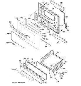 Part Location Diagram of WB9K3 GE Broiler Drawer Spring - Left Side