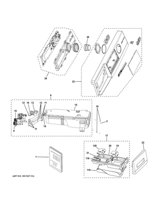 Part Location Diagram of WH43X28343 GE SOFTENER SIPHON CAP