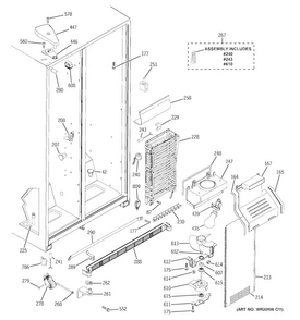 Freezer Section Diagram and Parts List for HSS25GFTCCC  Hotpoint Refrigerator