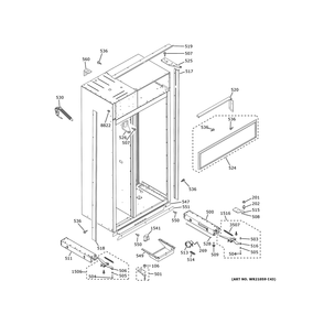 Case Parts Diagram and Parts List for ZIS480NNMII  General Electric Refrigerator