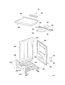 CABINET Diagram and Parts List for BBXR473EH5WW  General Electric Dryer