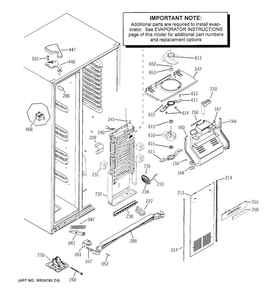 Freezer Section Diagram and Parts List for DSE26JSEDCSS  General Electric Refrigerator