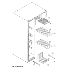 Freezer Shelves Diagram and Parts List for GSE23GYPFCFS  General Electric Refrigerator