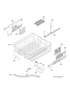 Upper Rack Assembly Diagram and Parts List for GDT695SSJ0SS  General Electric Dishwasher