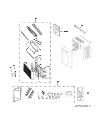 Part Location Diagram of WJ71X25155 GE FRONT PANEL ASM