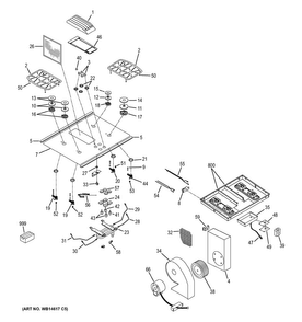 Control Panel & Cooktop Diagram and Parts List for PGP9830SJ1SS  General Electric Cooktop