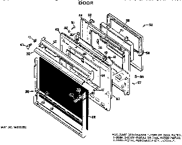 Door Diagram and Parts List for JMP26G*01  General Electric Range