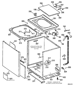 CABINET Diagram and Parts List for GNSR3100W1WW  General Electric Washer