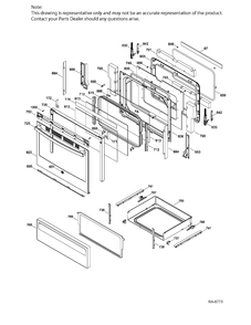 DOOR & DRAWER Diagram and Parts List for JCB630EK1ES  General Electric Range