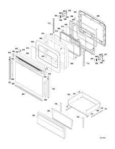 DOOR-DRAWER Diagram and Parts List for JCBP63DP2WW  General Electric Range