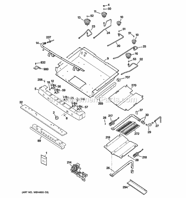 GAS & BURNER PARTS Diagram and Parts List for JGB282SET2SS  General Electric Range