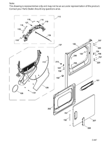 FRONT PANEL ASM. Diagram and Parts List for GTX18GSMJ0WW  General Electric Dryer
