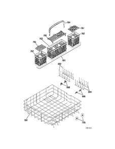 LOWER RACK Diagram and Parts List for PDW7712J01BB  General Electric Dishwasher