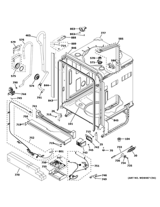 Body Parts 1 Diagram and Parts List for GDT665SFN0DS  General Electric Dishwasher