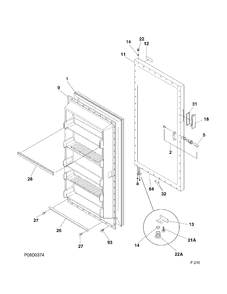 DOOR Diagram and Parts List for FUM17DRRWH  General Electric Freezer