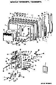 Freezer Door Diagram and Parts List for TBXW25FPERWH  General Electric Refrigerator