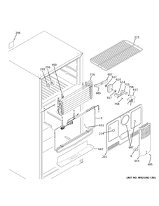 Freezer Section Diagram and Parts List for GTE17DTNFRCC  General Electric Refrigerator