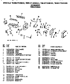 Icemaker Diagram and Parts List for TBH24TRDRAD  General Electric Refrigerator