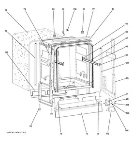 Body Parts Diagram and Parts List for GLDT690J00BB  General Electric Dishwasher
