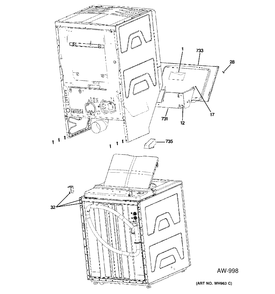CABINET 3 Diagram and Parts List for C978-97222210  General Electric Washer