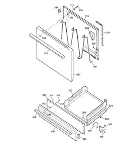 Door & Drawer Parts Diagram and Parts List for RGB524PPA1CT  Hotpoint Range