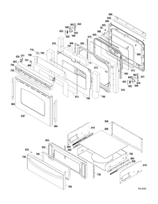 DOOR-DRAWER Diagram and Parts List for JCBP84SP2SS  General Electric Range