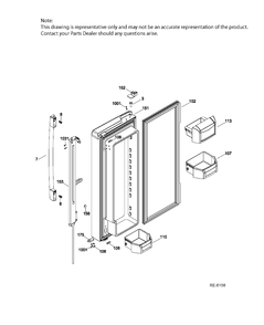 FF DOOR RIGHT Diagram and Parts List for PNR20KGEBFBB  General Electric Refrigerator