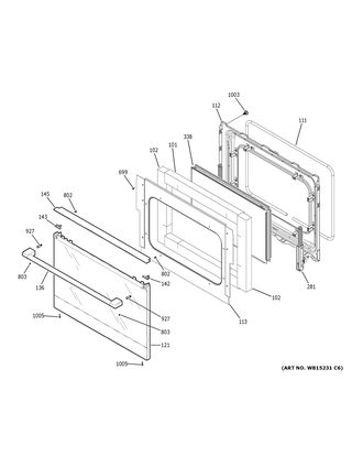 Lower Door Diagram and Parts List for CES750M2N2S5  General Electric Range