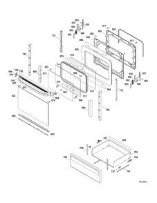 DOOR-DRAWER Diagram and Parts List for JCBP35DP3BB  General Electric Range