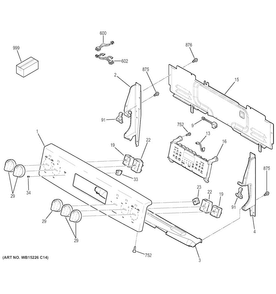Part Location Diagram of WB07X31981 GE Control Panel Trim Assembly