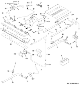 Gas & Burner Parts Diagram and Parts List for PGB980ZEJ1SS  General Electric Range