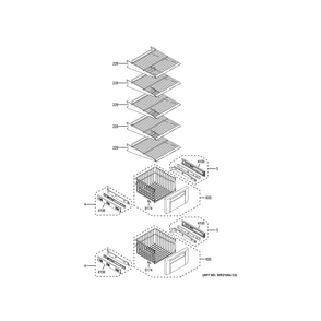 Freezer Shelves Diagram and Parts List for CSB48YP2NMS1  General Electric Refrigerator
