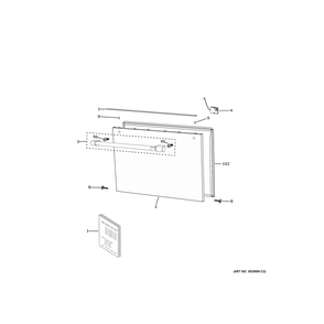 Front Panel Diagram and Parts List for CDD220P3W0D1  General Electric Dishwasher