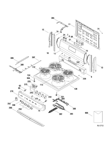 CONTROLS & COOKTOP Diagram and Parts List for JCAS745M1WW  General Electric Range