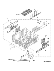 Upper Rack Assembly 1 Diagram and Parts List for PDT775SYN8FS  General Electric Dishwasher