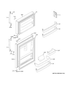 Doors Diagram and Parts List for XRS22KGACBB  General Electric Refrigerator