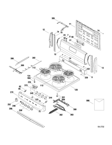 CONTROLS & COOKTOP Diagram and Parts List for JCAS745M1BB  General Electric Range