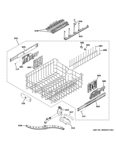 Upper Rack Assembly 1 Diagram and Parts List for PDT775SBN5TS  General Electric Dishwasher