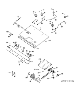 Gas & Burner Parts Diagram and Parts List for JGBS65DEF1BB  General Electric Range