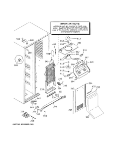 Freezer Section Diagram and Parts List for GZS22IYNRHFS  General Electric Refrigerator