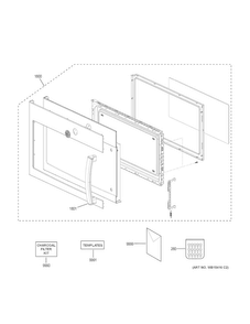 Door Parts Diagram and Parts List for JNM3163RJ1SS  General Electric Microwave
