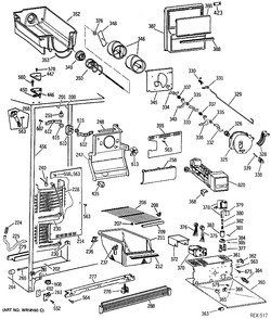 FREEZER SECTION Diagram and Parts List for MRSX22BRSBAD  General Electric Refrigerator