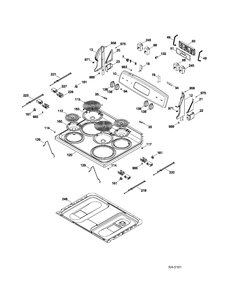 CONTROL PANEL & COOKTOP Diagram and Parts List for JCBS250T2WW  General Electric Range