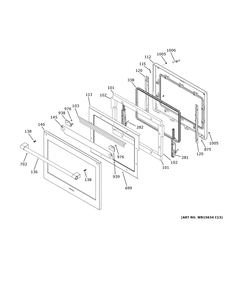 Door Diagram and Parts List for ZTS90DPSN3SS  General Electric Wall Oven
