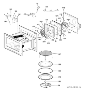 Interior Parts Diagram and Parts List for ZSC1001J1SS  General Electric Microwave