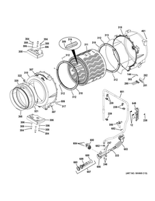 Part Location Diagram of WH41X25496 GE GUIDE DRAIN HOSE